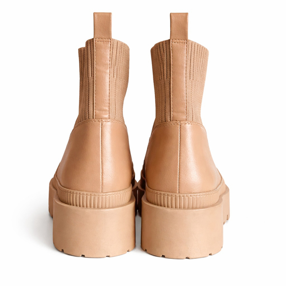 BCBGeneration Women’s Montana Chunky Tan Leather Sock Boots Size 7M - Picture 4 of 8